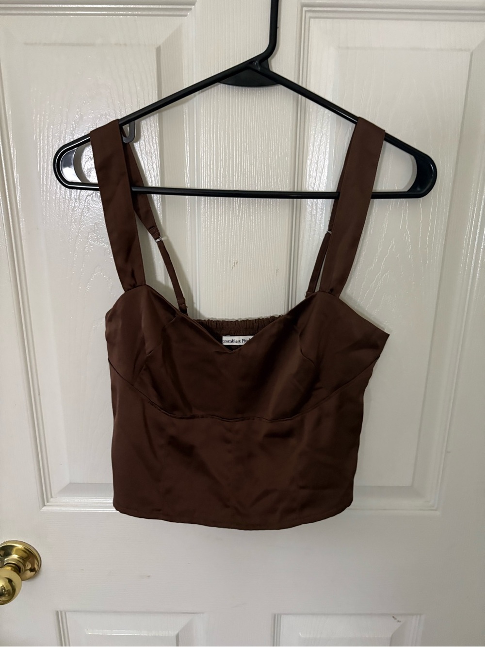 Abercrombie & Fitch Chocolate Brown Satin Square-Neck Camisole